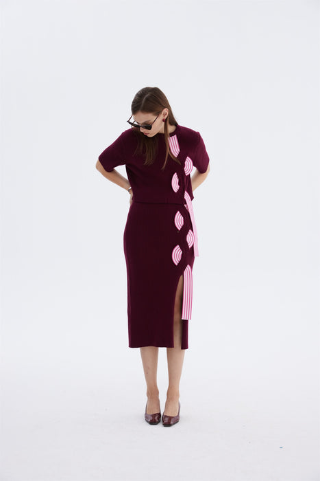 ALICE SHORT SLEEVE CROP TOP WITH TRAVELING RIBS