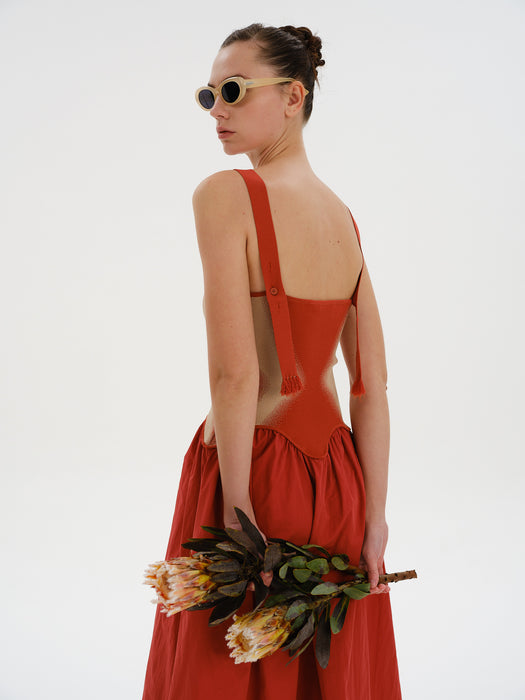 MUSHU MIXED MEDIA LONG DRESS