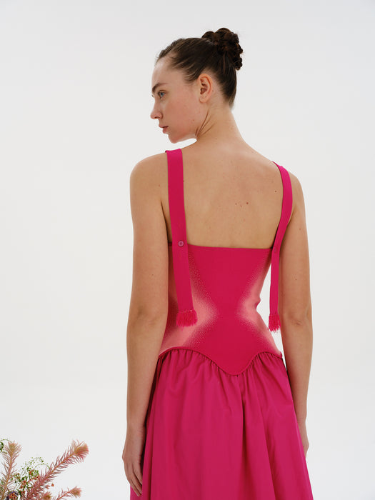 MUSHU MIXED MEDIA LONG DRESS
