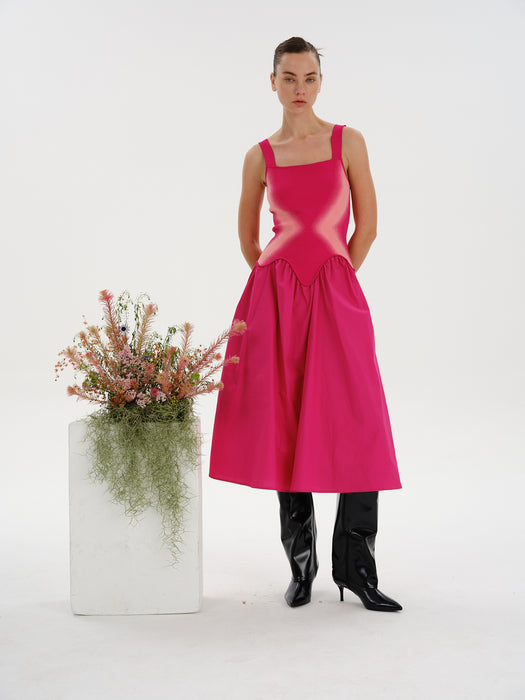 MUSHU MIXED MEDIA LONG DRESS