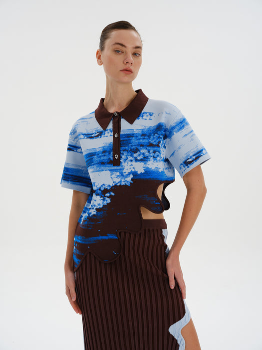 EBONY WAVY POLO SHIRT