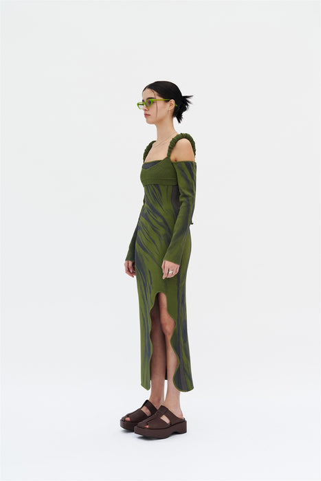MOBY 3D BUBBLE MAXI WAVY DRESS