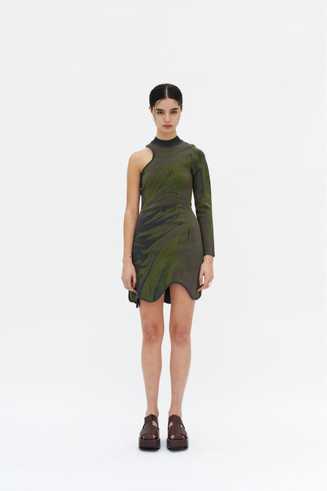 REX ONE SLEEVE WAVY DRESS