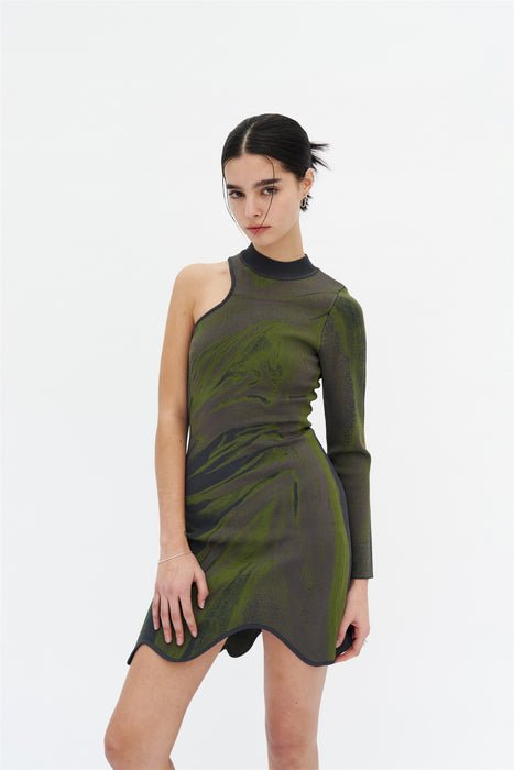 REX ONE SLEEVE WAVY DRESS