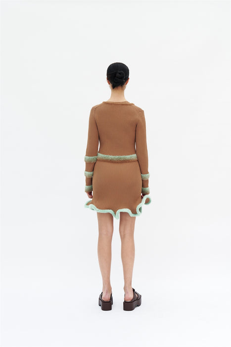 MOROSE FAUX FUR TRIMMED CROPPED CARDIGAN