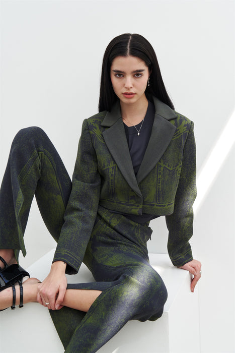 NUDI FAKE DENIM CROPPED JACKET