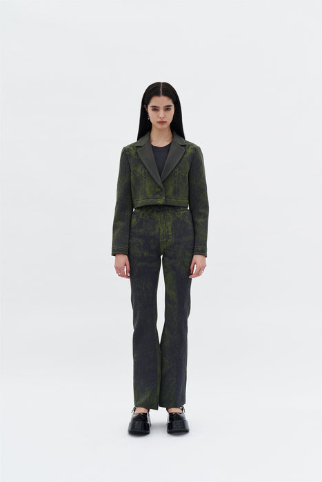 TOBY SKINNY FAKE DENIM PANTS WITH SLIT