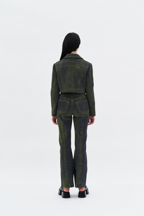 TOBY SKINNY FAKE DENIM PANTS WITH SLIT