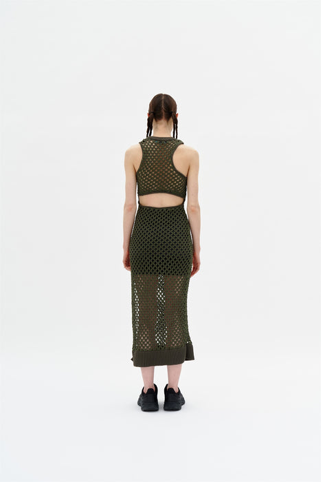 Ph5 Morgan Crochet Tank Midi Dress In Green Grove, Size Xs
