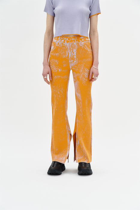 TOBY SKINNY FAKE DENIM PANTS WITH SLIT