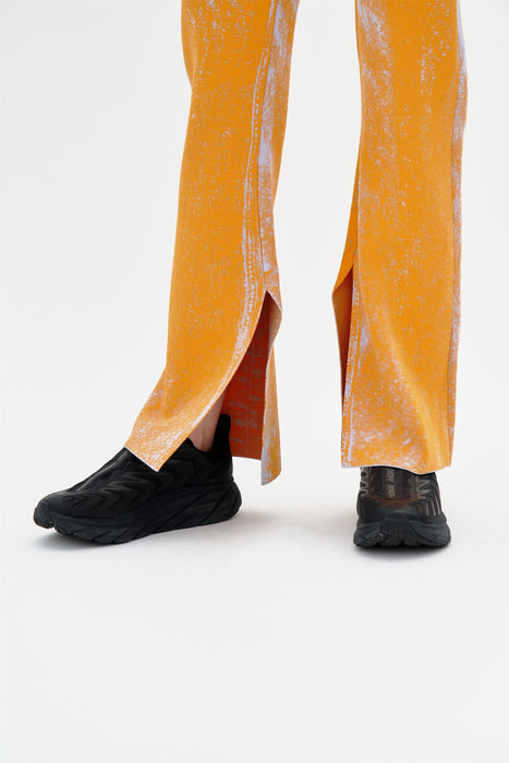 TOBY SKINNY FAKE DENIM PANTS WITH SLIT