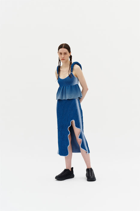 LABBU 3D BUBBLE WAVY MIDI SKIRT