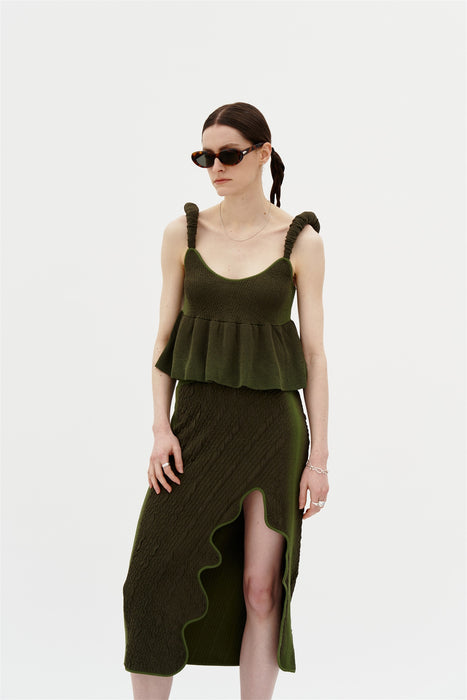 LABBU 3D BUBBLE WAVY MIDI SKIRT