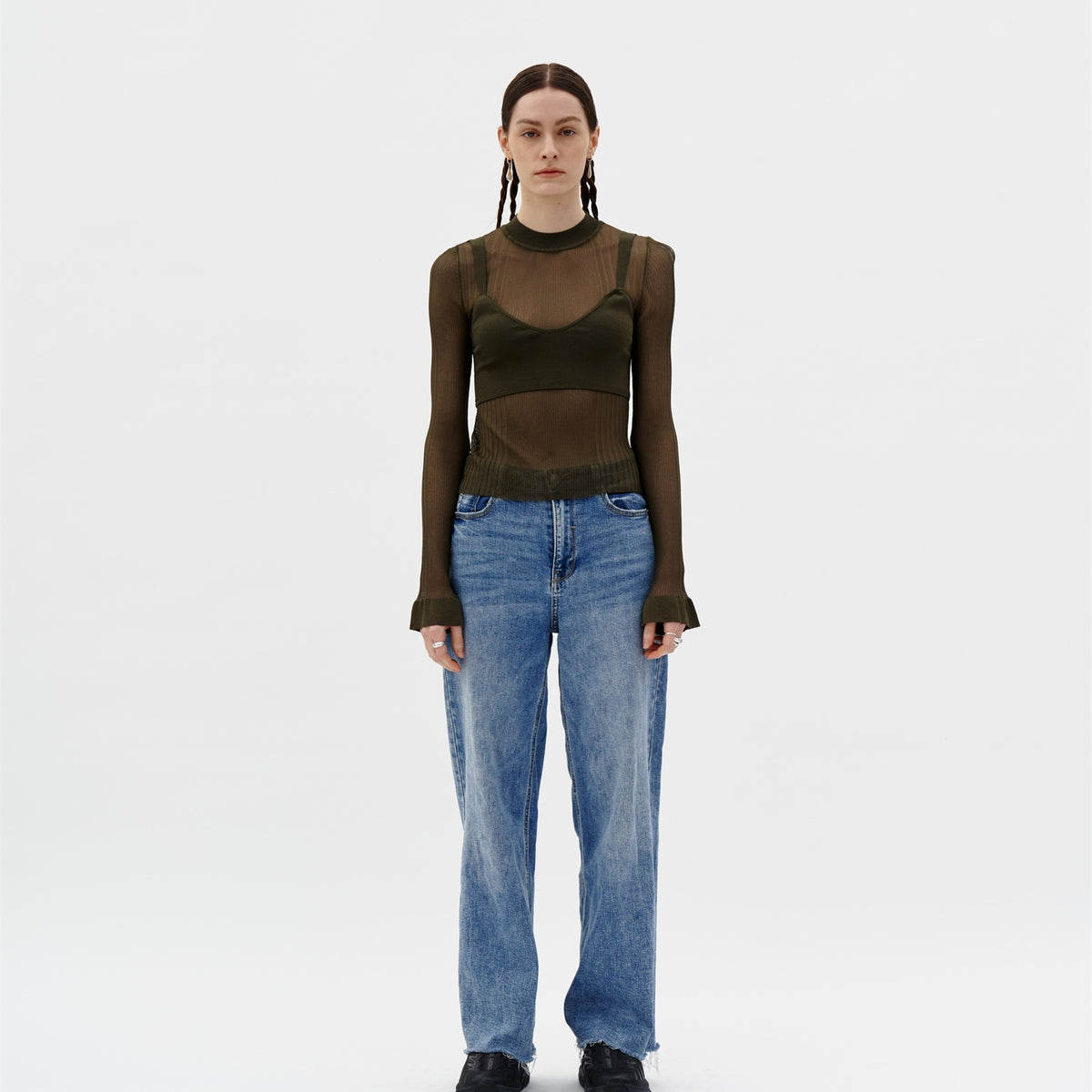 GILLIAN LONG SLEEVE CROPPED TOP WITH REMOVEABLE BRA