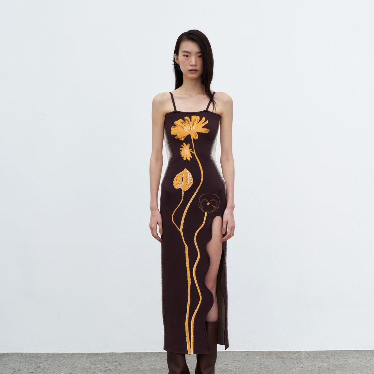 iris flower print maxi tank dress IRIS FLOWER PRINT MAXI TANK DRESS S