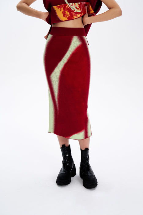 SOPHIE CHERRY PRINT MIDI SKIRT
