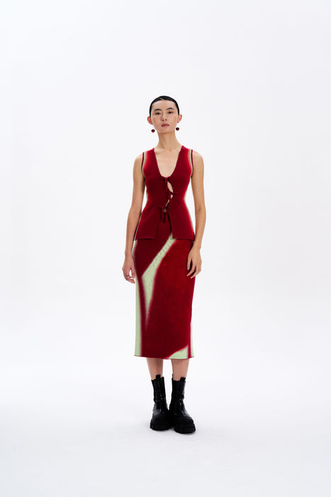 SOPHIE CHERRY PRINT MIDI SKIRT