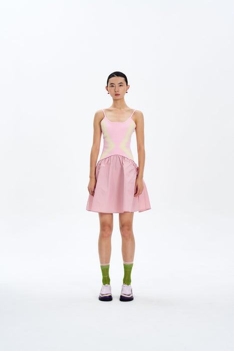 mixed media mini dress Mixed Media Mini Dress-Pink L