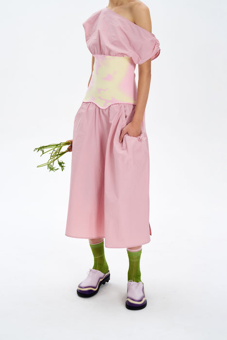 LEAH MIXED MEDIA MIDI DRESS