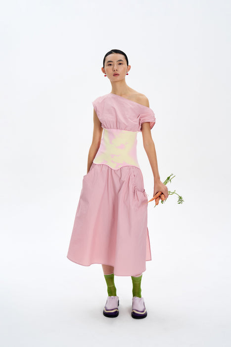 LEAH MIXED MEDIA MIDI DRESS