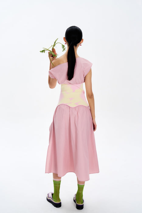 LEAH MIXED MEDIA MIDI DRESS
