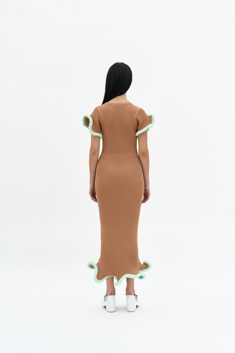 LOCHI SHORT SLEEVE 3D WAVY DRESS