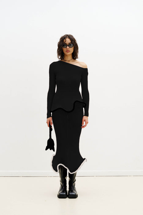GINNY ALPACA WAVY MIDI SKIRT
