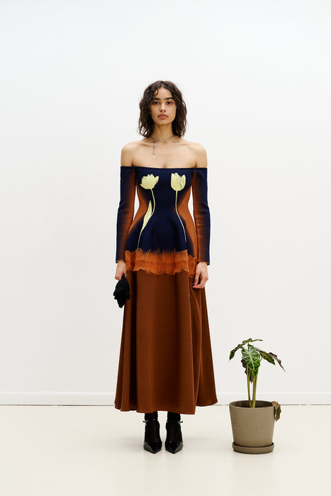 BRIONI NEEDLE PUNCH MAXI DRESS