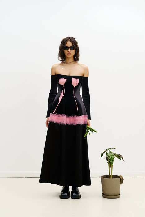 BRIONI NEEDLE PUNCH MAXI DRESS