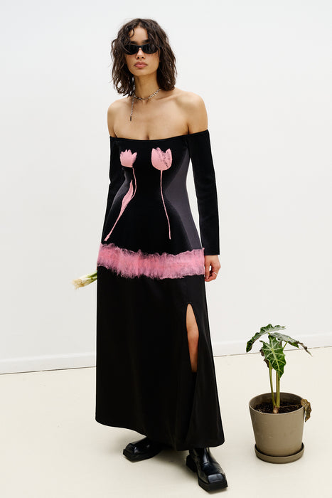 BRIONI NEEDLE PUNCH MAXI DRESS
