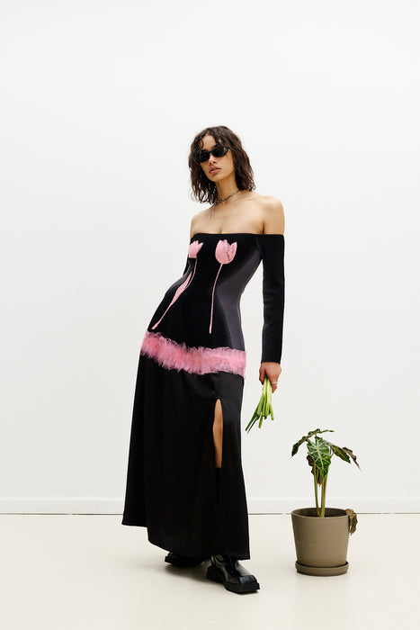 BRIONI NEEDLE PUNCH MAXI DRESS