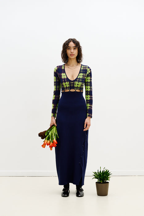 ROSIE COLORBLOCK V-NECK LONG DRESS