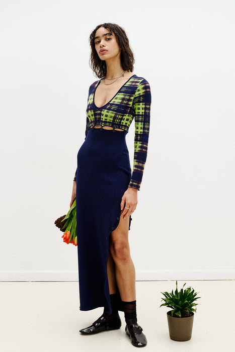 ROSIE COLORBLOCK V-NECK LONG DRESS