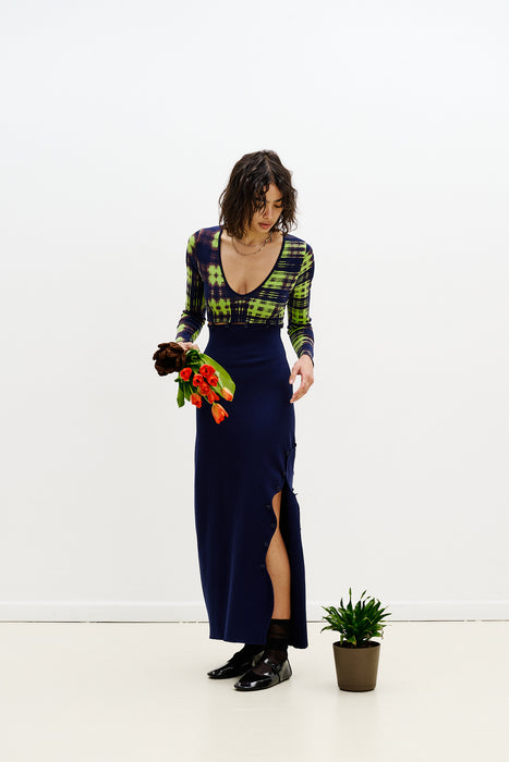 ROSIE COLORBLOCK V-NECK LONG DRESS