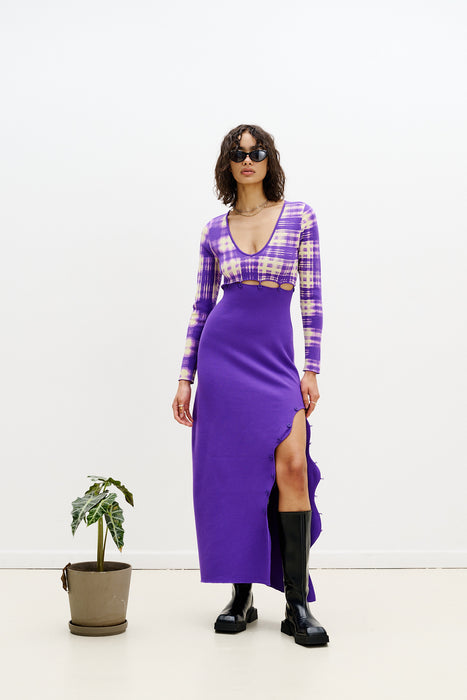 ROSIE COLORBLOCK V-NECK LONG DRESS