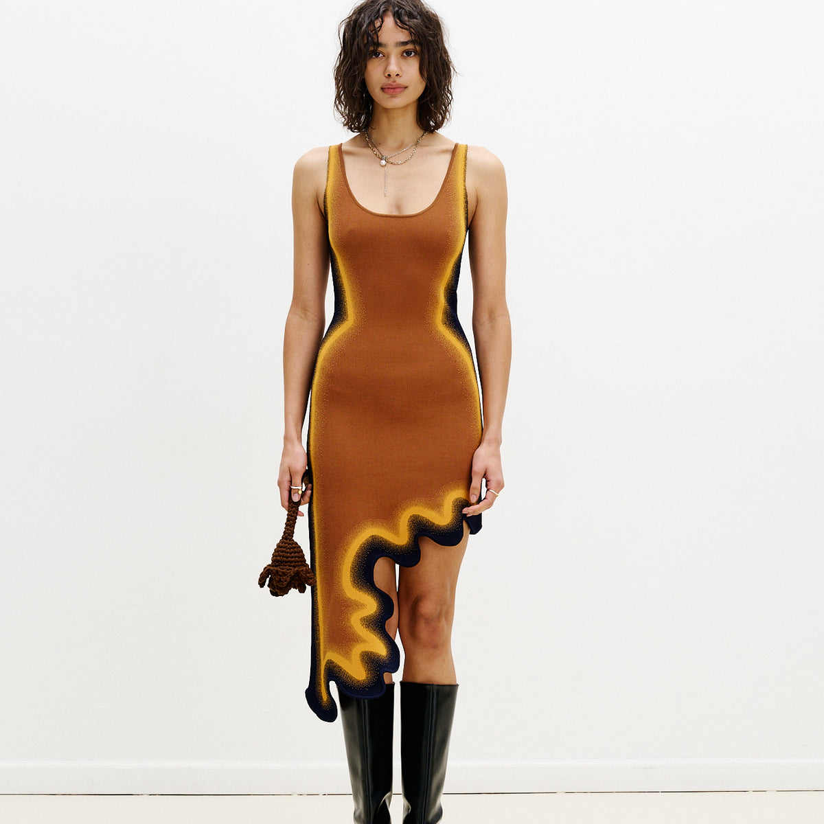 ASTER REVERSIBLE WAVY ASYMMETRIC DRESS XS