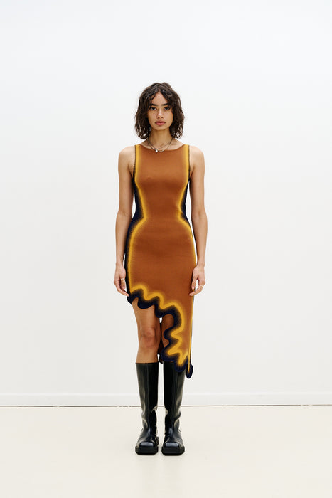 ASTER REVERSIBLE WAVY ASYMMETRIC DRESS
