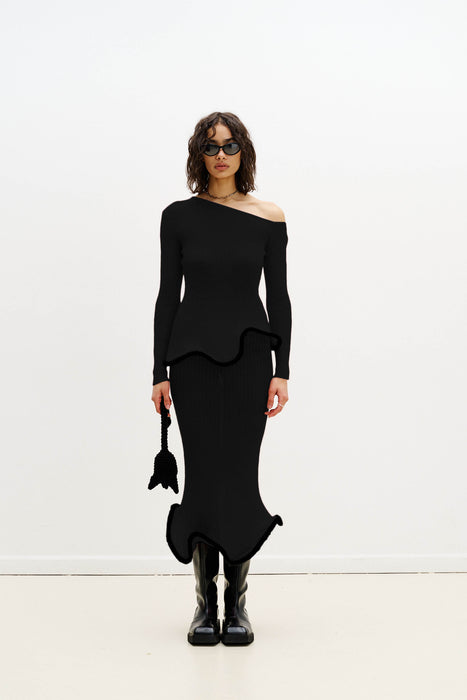 GINNY ALPACA WAVY MIDI SKIRT
