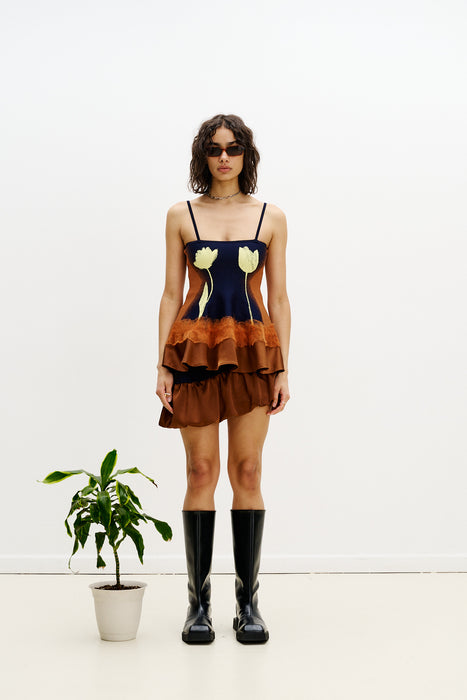 POSEY MIXED MEDIA WAVY MINI SKIRT
