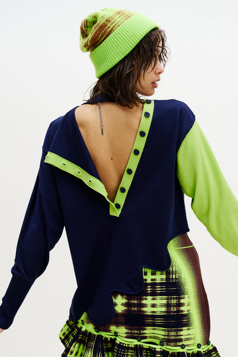 SHARON COLORBLOCK WAVY PULLOVER