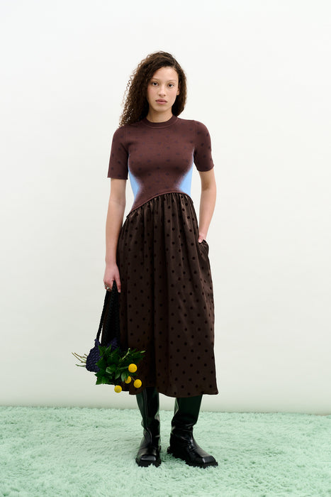 BIANCA MIXED MEDIA LONG DRESS