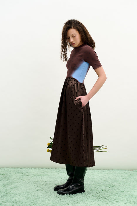 BIANCA MIXED MEDIA LONG DRESS