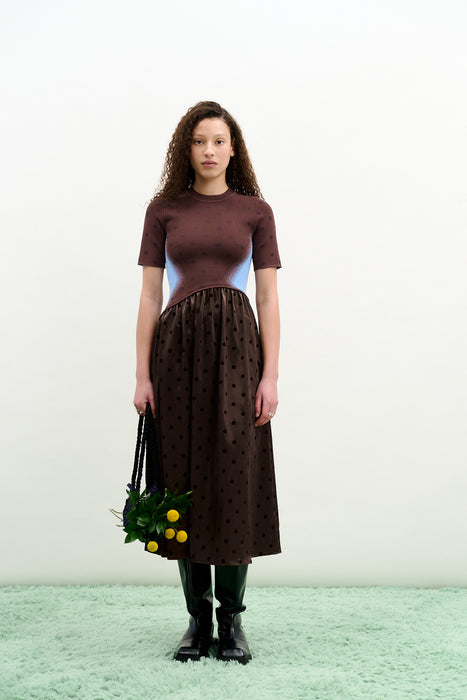BIANCA MIXED MEDIA LONG DRESS