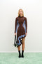 DOBBY LONG SLEEVE WAVY DRESS