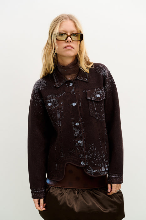 HANA DENIM PRINT OVERSIZED JACKET