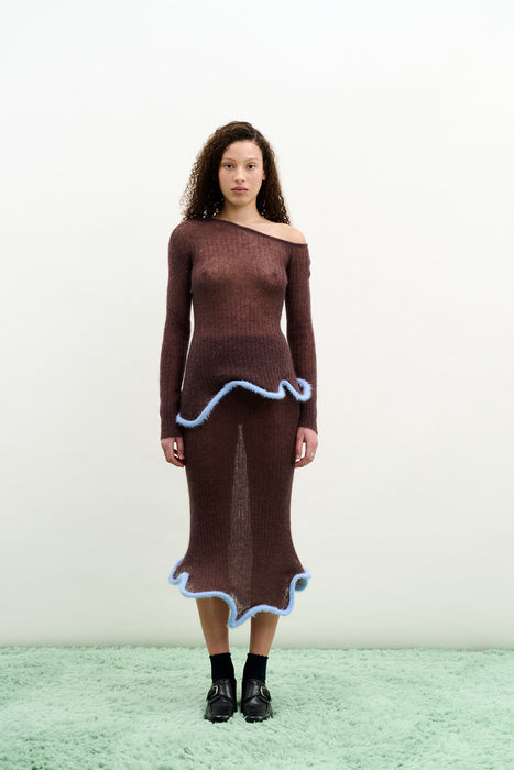 GINNY ALPACA WAVY MIDI SKIRT