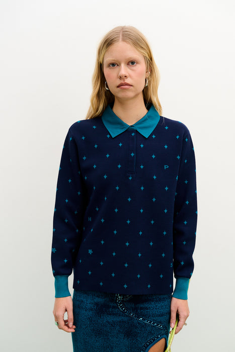LEDA POINTELLE POLO SHIRT