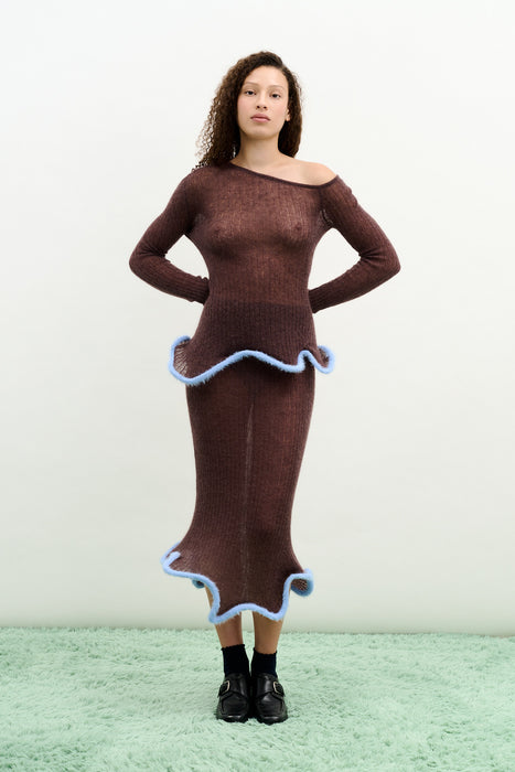 GINNY ALPACA WAVY MIDI SKIRT
