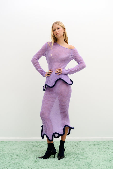 GINNY ALPACA WAVY MIDI SKIRT
