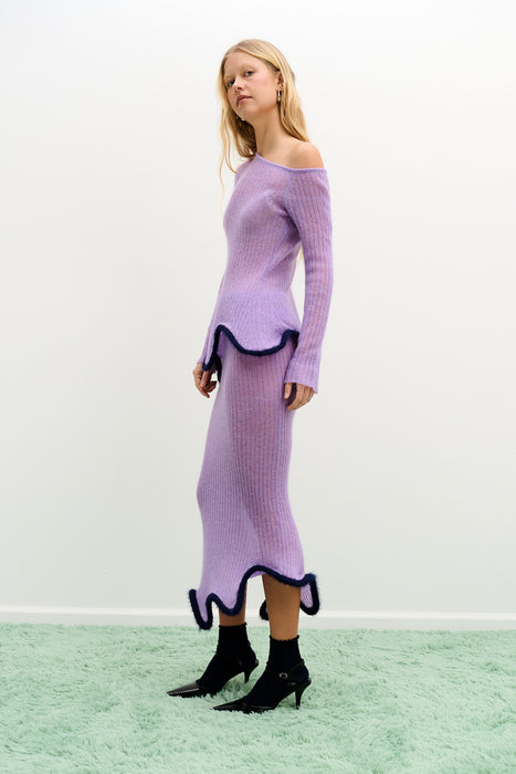 GINNY ALPACA WAVY MIDI SKIRT